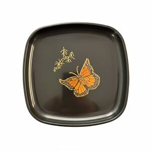 Vintage Couroc Square Lacquer Butterfly Plate